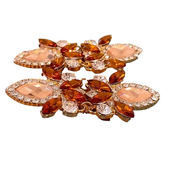 Elegant Amber Orange Crystal Earrings - Picture 4 of 5